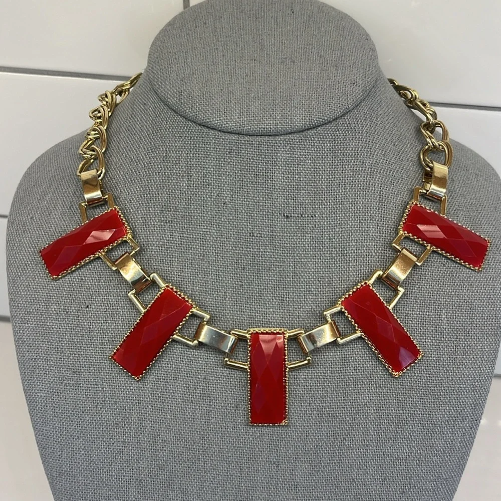 Vintage Red Collar Statement Necklace - Picture 2 of 5